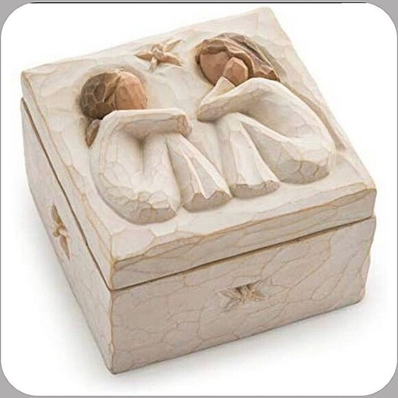 2003 #WillowTree #Friendship Sculpted Hand-Painted Keepsake Box 3" x 3" #DEMDACO - Picture 8 of 8